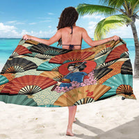 Japanese Geisha Katana Sarong Japan Sensu Seigaiha Pattern - Polynesian Pride