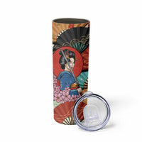 Japanese Geisha Katana Skinny Tumbler Japan Sensu Seigaiha Pattern - Polynesian Pride