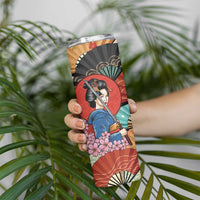 Japanese Geisha Katana Skinny Tumbler Japan Sensu Seigaiha Pattern - Polynesian Pride
