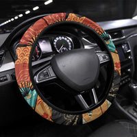 Japanese Geisha Katana Steering Wheel Cover Japan Sensu Seigaiha Pattern - Polynesian Pride