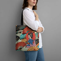 Japanese Geisha Katana Tote Bag Japan Sensu Seigaiha Pattern - Polynesian Pride
