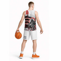Japanese Samurai Warrior Enso Basketball Jersey Japan Pagoda Sakura Watercolor - Polynesian Pride