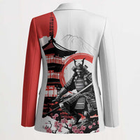 Japanese Samurai Warrior Enso Blazer Japan Pagoda Sakura Watercolor - Polynesian Pride