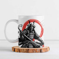 Japanese Samurai Warrior Enso Ceramic Mug Japan Pagoda Sakura Watercolor - Polynesian Pride