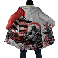 Japanese Samurai Warrior Enso Cloak Japan Pagoda Sakura Watercolor - Polynesian Pride