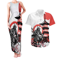 Japanese Samurai Warrior Enso Couples Matching Tank Maxi Dress and Hawaiian Shirt Japan Pagoda Sakura Watercolor - Polynesian Pride