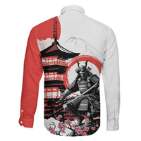 Japanese Samurai Warrior Enso Family Matching Long Sleeve Bodycon Dress and Hawaiian Shirt Japan Pagoda Sakura Watercolor - Polynesian Pride