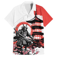 Japanese Samurai Warrior Enso Family Matching Off Shoulder Short Dress and Hawaiian Shirt Japan Pagoda Sakura Watercolor - Polynesian Pride