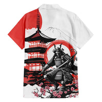 Japanese Samurai Warrior Enso Family Matching Off Shoulder Short Dress and Hawaiian Shirt Japan Pagoda Sakura Watercolor - Polynesian Pride
