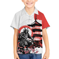 Japanese Samurai Warrior Enso Family Matching Off Shoulder Short Dress and Hawaiian Shirt Japan Pagoda Sakura Watercolor - Polynesian Pride