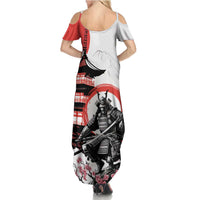 Japanese Samurai Warrior Enso Family Matching Summer Maxi Dress and Hawaiian Shirt Japan Pagoda Sakura Watercolor - Polynesian Pride