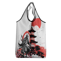 Japanese Samurai Warrior Enso Grocery Bag Japan Pagoda Sakura Watercolor - Polynesian Pride