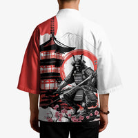 Japanese Samurai Warrior Enso Kimono Japan Pagoda Sakura Watercolor - Polynesian Pride
