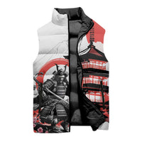 Japanese Samurai Warrior Enso Sleeveless Puffer Jacket Japan Pagoda Sakura Watercolor - Polynesian Pride