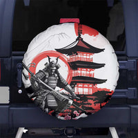 Japanese Samurai Warrior Enso Spare Tire Cover Japan Pagoda Sakura Watercolor LT14 No hole White - Polynesian Pride