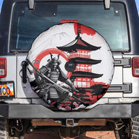 Japanese Samurai Warrior Enso Spare Tire Cover Japan Pagoda Sakura Watercolor LT14 White - Polynesian Pride