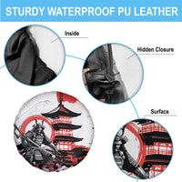 Japanese Samurai Warrior Enso Spare Tire Cover Japan Pagoda Sakura Watercolor LT14 - Polynesian Pride