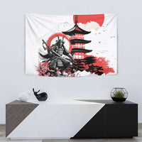 Japanese Samurai Warrior Enso Tapestry Japan Pagoda Sakura Watercolor - Polynesian Pride