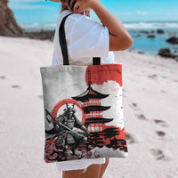 Japanese Samurai Warrior Enso Tote Bag Japan Pagoda Sakura Watercolor - Polynesian Pride