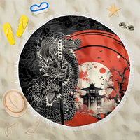 Japanese Dragon Katana Enso Beach Blanket Japan Pagoda Seamless Cloud - Polynesian Pride