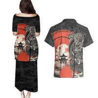 Japanese Dragon Katana Enso Couples Matching Puletasi and Hawaiian Shirt Japan Pagoda Seamless Cloud - Polynesian Pride