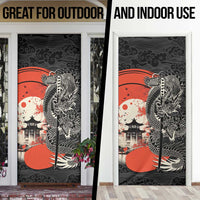 Japanese Dragon Katana Enso Door Cover Japan Pagoda Seamless Cloud - Polynesian Pride