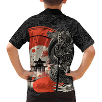 Japanese Dragon Katana Enso Family Matching Short Sleeve Bodycon Dress and Hawaiian Shirt Japan Pagoda Seamless Cloud - Polynesian Pride