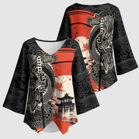 Japanese Dragon Katana Enso Kimono Sleeve Blouse Japan Pagoda Seamless Cloud LT14 - Polynesian Pride