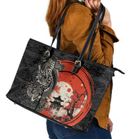 Japanese Dragon Katana Enso Leather Tote Bag Japan Pagoda Seamless Cloud - Polynesian Pride