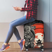 Japanese Dragon Katana Enso Luggage Cover Japan Pagoda Seamless Cloud - Polynesian Pride