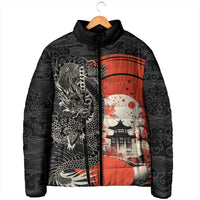 Japanese Dragon Katana Enso Padded Jacket Japan Pagoda Seamless Cloud - Polynesian Pride