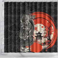 Japanese Dragon Katana Enso Shower Curtain Japan Pagoda Seamless Cloud - Polynesian Pride