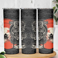 Japanese Dragon Katana Enso Skinny Tumbler Japan Pagoda Seamless Cloud - Polynesian Pride