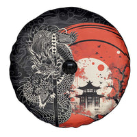 Japanese Dragon Katana Enso Spare Tire Cover Japan Pagoda Seamless Cloud - Polynesian Pride