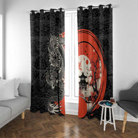 Japanese Dragon Katana Enso Window Curtain Japan Pagoda Seamless Cloud - Polynesian Pride