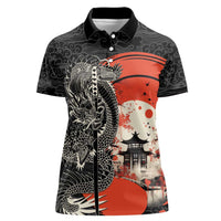 Japanese Dragon Katana Enso Women Polo Shirt Japan Pagoda Seamless Cloud - Polynesian Pride