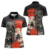 Japanese Dragon Katana Enso Women Polo Shirt Japan Pagoda Seamless Cloud - Polynesian Pride