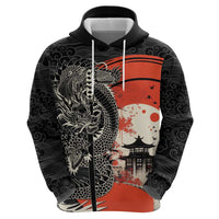 Japanese Dragon Katana Enso Zip Hoodie Japan Pagoda Seamless Cloud - Polynesian Pride