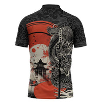 Japanese Dragon Katana Enso Zipper Polo Shirt Japan Pagoda Seamless Cloud LT14 - Polynesian Pride