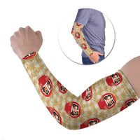 Japanese Daruma Doll Arm Sleeves Palaka With Seamless Bamboo Pattern - Polynesian Pride