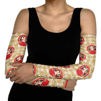 Japanese Daruma Doll Arm Sleeves Palaka With Seamless Bamboo Pattern - Polynesian Pride