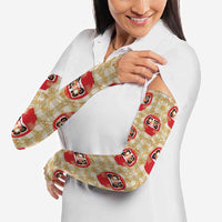 Japanese Daruma Doll Arm Sleeves Palaka With Seamless Bamboo Pattern - Polynesian Pride