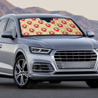 Japanese Daruma Doll Auto Sun Shade Palaka With Seamless Bamboo Pattern - Polynesian Pride