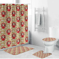 Japanese Daruma Doll Bathroom Set Palaka With Seamless Bamboo Pattern - Polynesian Pride