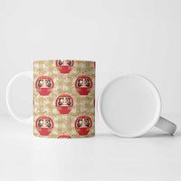 Japanese Daruma Doll Ceramic Mug Palaka With Seamless Bamboo Pattern - Polynesian Pride