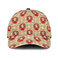 Japanese Daruma Doll Classic Cap Palaka With Seamless Bamboo Pattern