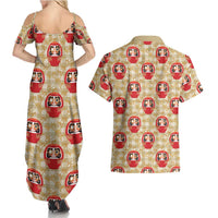 Japanese Daruma Doll Couples Matching Summer Maxi Dress and Hawaiian Shirt Palaka With Seamless Bamboo Pattern - Polynesian Pride