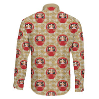 Japanese Daruma Doll Family Matching Long Sleeve Bodycon Dress and Hawaiian Shirt Palaka With Seamless Bamboo Pattern - Polynesian Pride