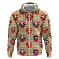 Japanese Daruma Doll Hoodie Palaka With Seamless Bamboo Pattern - Polynesian Pride