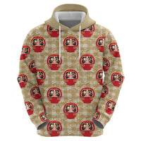Japanese Daruma Doll Hoodie Palaka With Seamless Bamboo Pattern - Polynesian Pride